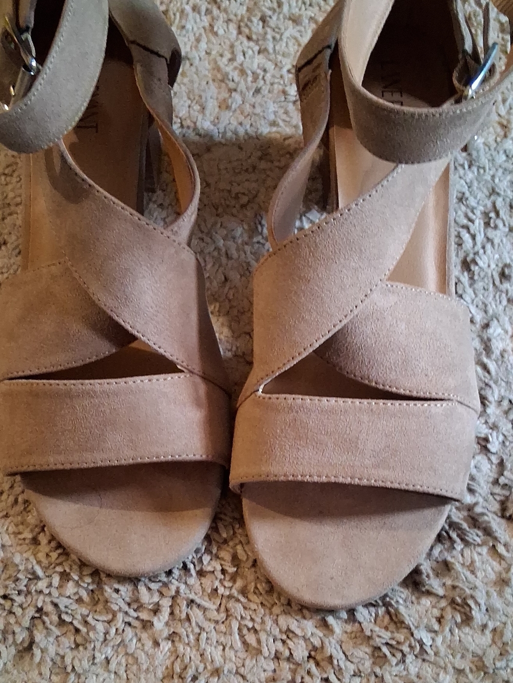 Lane Bryant 12 M Brown Suede Platform Block Heel Sandals